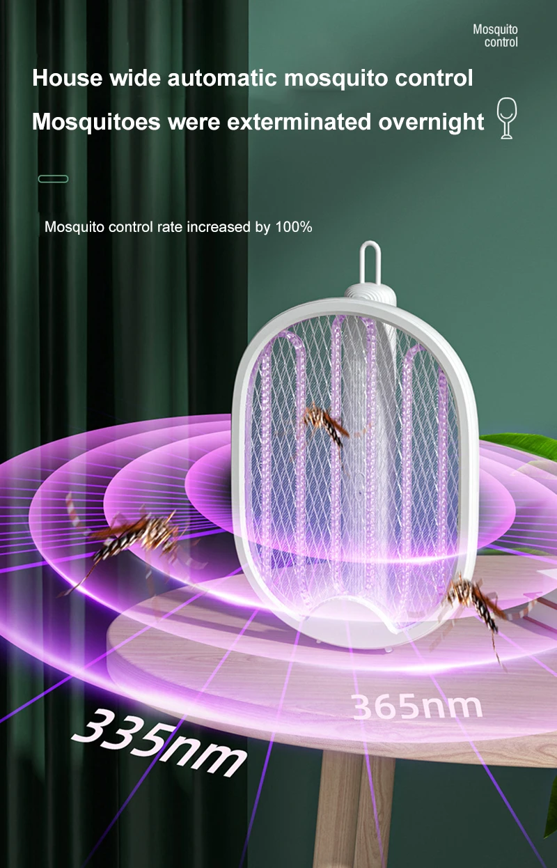 Складная электрическая ловушка для мух комаров Жуков USB ракетка перезаряжаемая