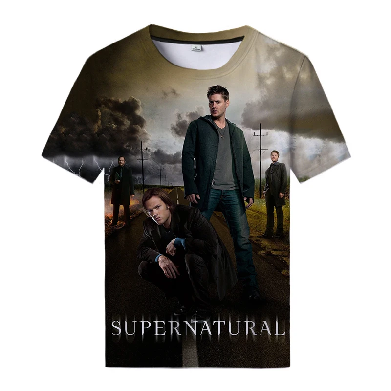 Лидер продаж футболки из сериала TV с супернатуральным 3d принтом Мужская черная