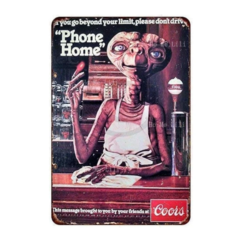 Жестяной знак smartcow E.T. Телефон для дома винтажная репродукция металлический