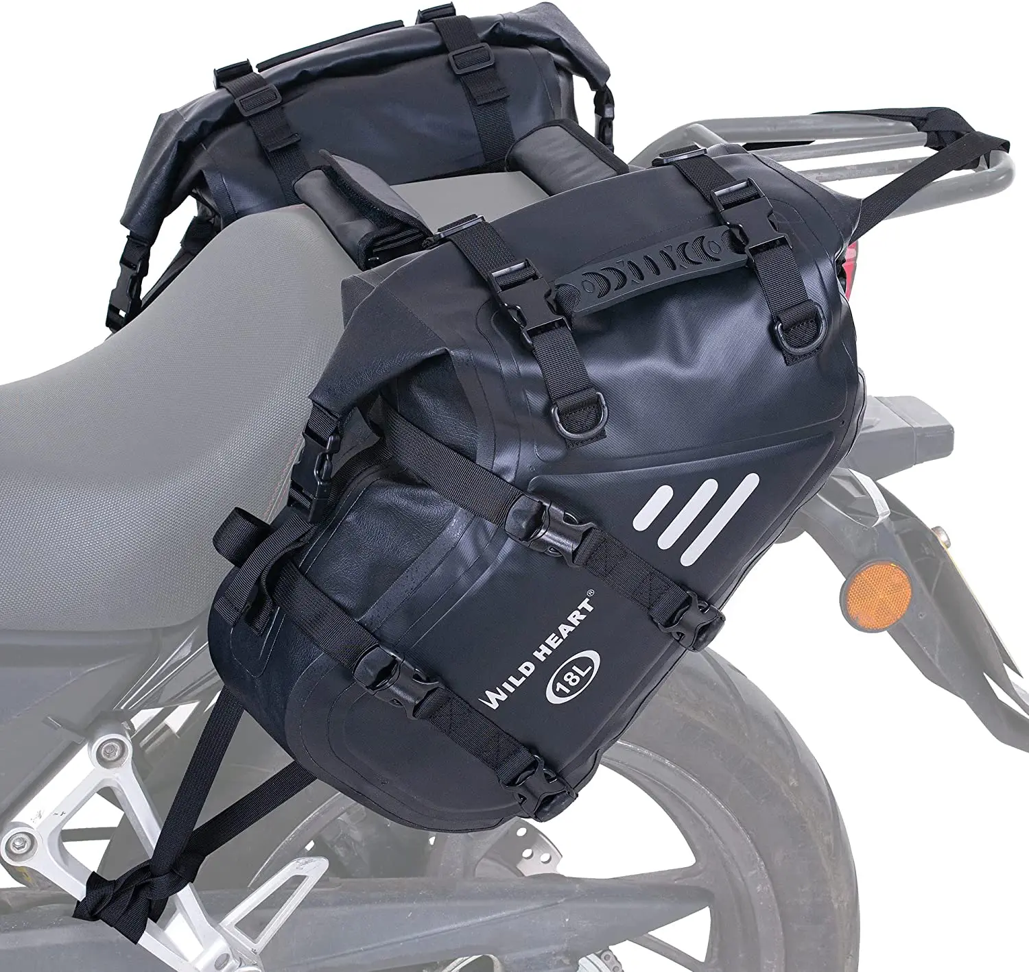 WILD HEART Motorcycle Saddlebags Waterproof 36L (18L*2) Motorcycle Side Saddlebags Pannier Bag Trunk Motorcycle Accessory
