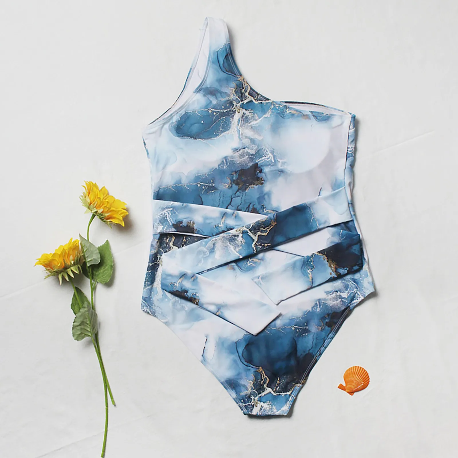 Женский слитный купальник батик большого размера облегающий женский с принтом