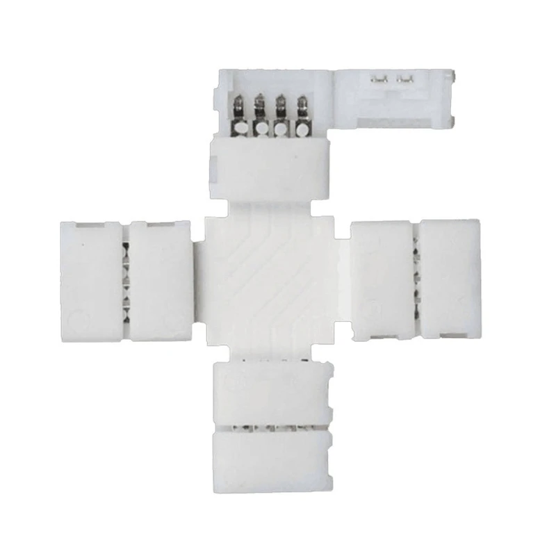

4-Pin RGB LED Light Strip Connector Solderless Adapter X Shape LED Connectors for 5050 Multicolor LED Strip Light
