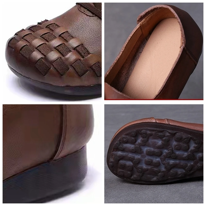 Модель 2022 года этническая Осенняя женская обувь из натуральной кожи 2 см |