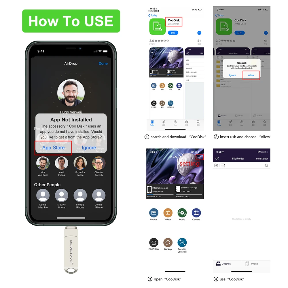 Usb 3.0 флеш-накопитель для iPhone 6/6s/Plus/7/7plus/8/X Usb/Otg/Lightning 2 в 1 |
