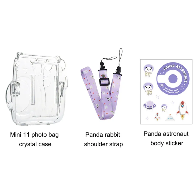 

Photo Bag Transparent Storage Case Crystal Case Strap Rope Sticker Three-piece Set For Instax Mini11