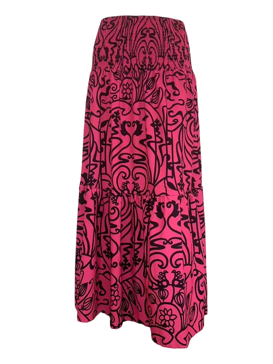 

Женская юбка-макси EWODOS с цветочным принтом в стиле бохо, летняя Длинная Юбка-миди с оборками и высокой талией в несколько рядов, пляжная юбка B-rose