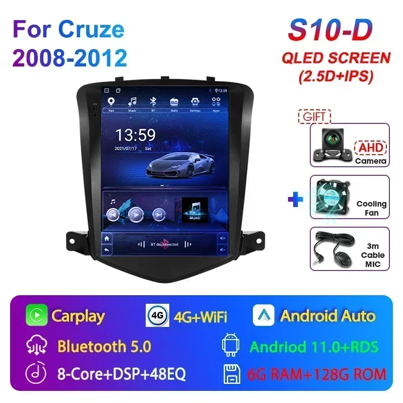 

Автомобильная стереомагнитола JMCQ, 9,7 дюйма, для Chevrolet Cruze J300 2008-2012, Android 12, навигация, мультимедийный видеоплеер, головное устройство с GPS
