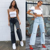 2022 high quality loose hole wide legged womens high waist sexy buttocks new skinny stretch flare pants streetwear vintage