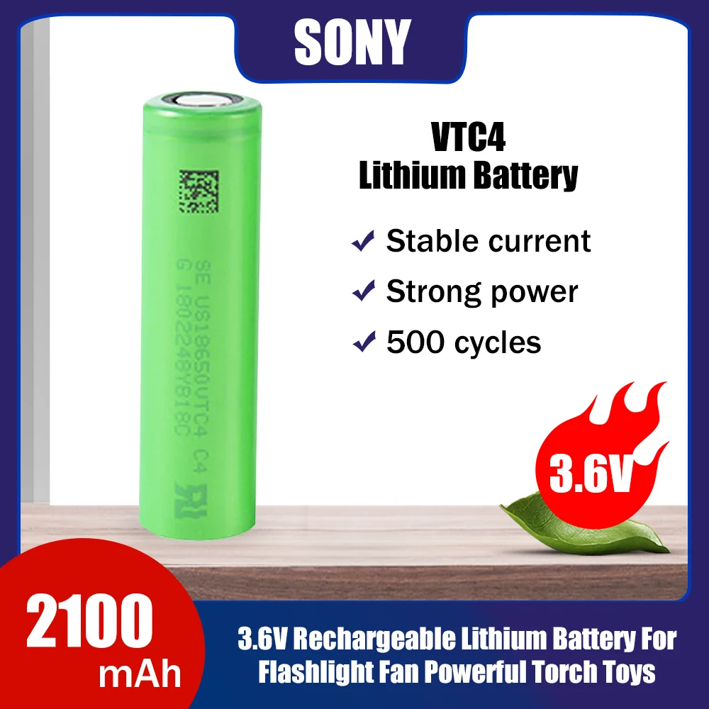 Литий-ионный перезаряжаемый аккумулятор для фонарика SONY 18650 VTC4 VC18650VTC4 3 6 В 2100 мАч 1