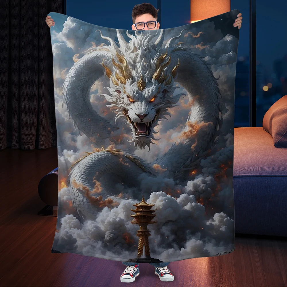 Индивидуальное китайское одеяло для дивана Loong или Shenlong из фланелевой ткани