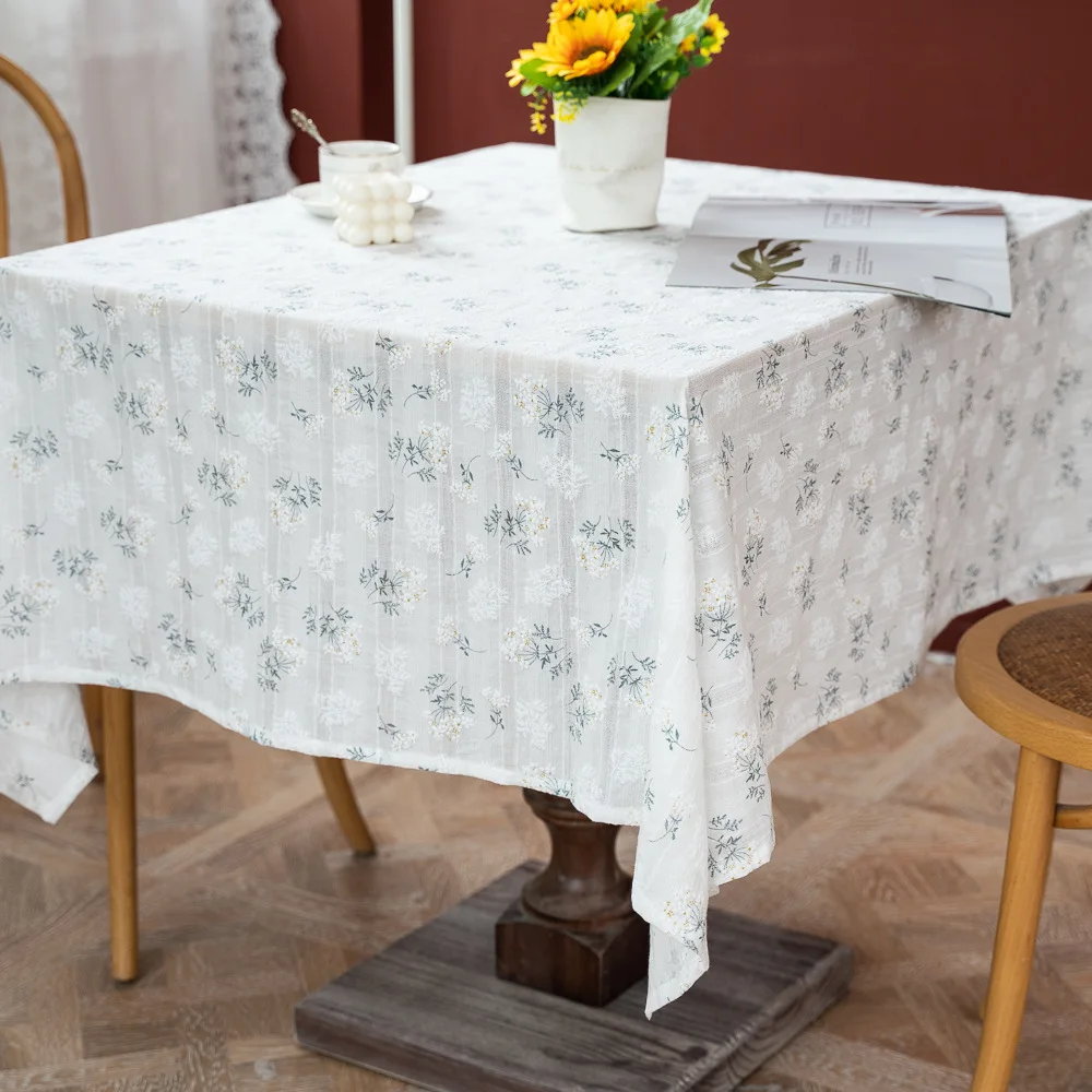 

Корейский стиль Дейзи Кисточки Хлопковая скатерть с цветочным принтом, украшение чайного стола, прямоугольное покрытие стола для кухни, свадьбы, столовой