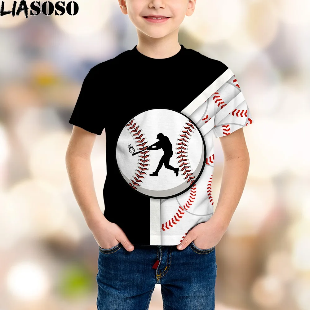 Летняя детская футболка в спортивном стиле с 3D принтом liasao новые бейсбольные