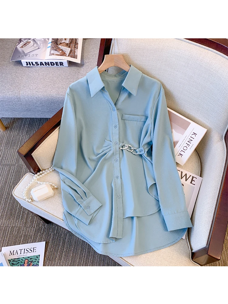 

Женское осеннее платье-рубашка свободного покроя с длинным рукавом, женское повседневное мини-платье на пуговицах с отворотом, модное элег...