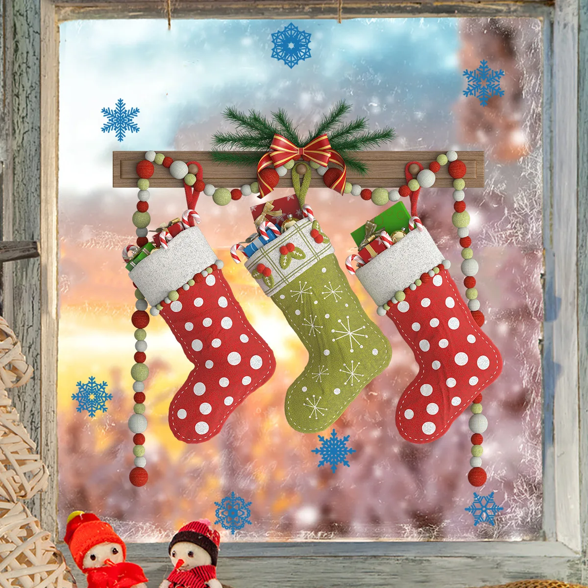 

Christmas socks creative Christmas wall stickers children's room background wall cabinet Christmas decoration stickers
