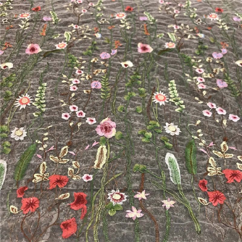 3/5/10yard Aquatic Plants Flower Mesh Embroidered Tulle Lace Fabric for Sewing Dress Bridal Wedding Party Cloth By the Yard - купить по