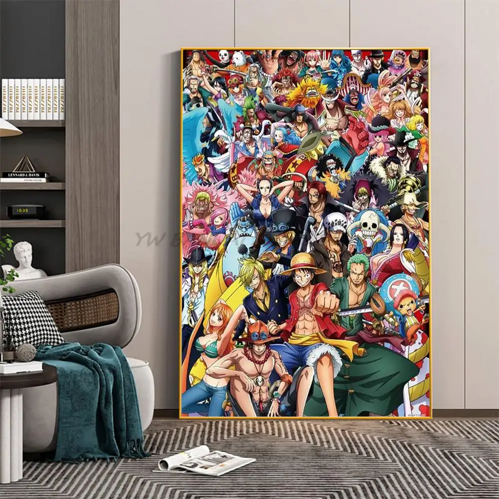 

Japanese Anime one piece Cool Canvas paintings Prints luffy Zoro ACE anime figure bandai Manga Wall poster Pictures room decor