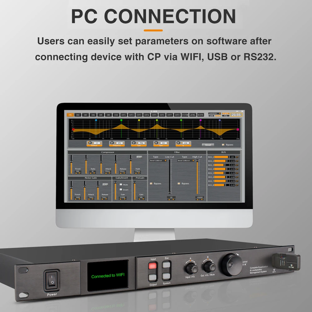 Профессиональный цифровой аудиопроцессор shennосе A808 8 в с 32 бит DSP 7-полосный