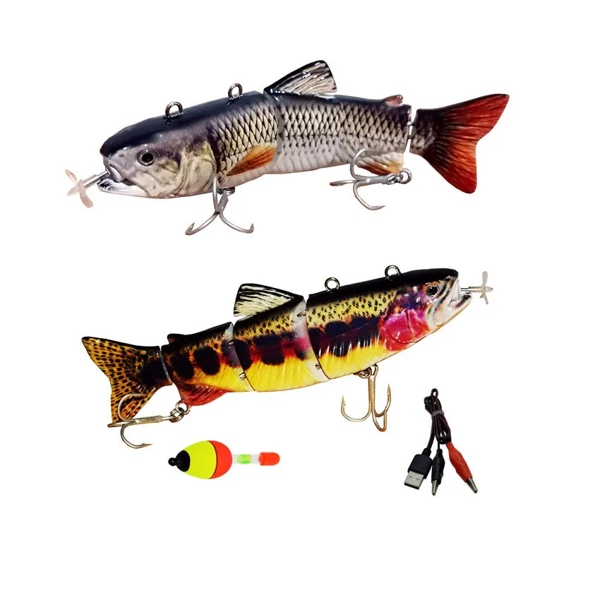 5.12inch/5.3inch  Electric Fishing Lure USB Charging Bait 4Section Swimbait Crankbait  Pesca Tackle Vivid Fish