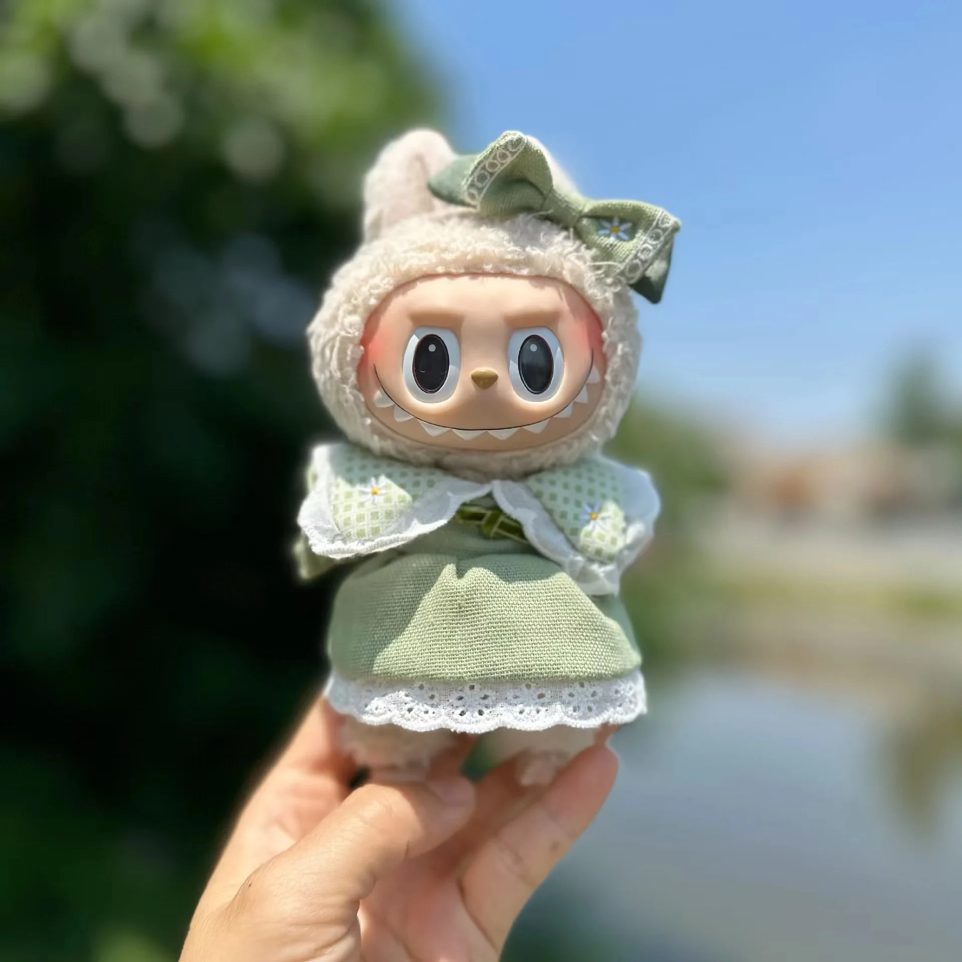 17cm Labubu Idol Dolls Clothes Cute Green Skirt Accessories Korea Kpop Exo Clothing Hoodie Plush Doll'S No Doll