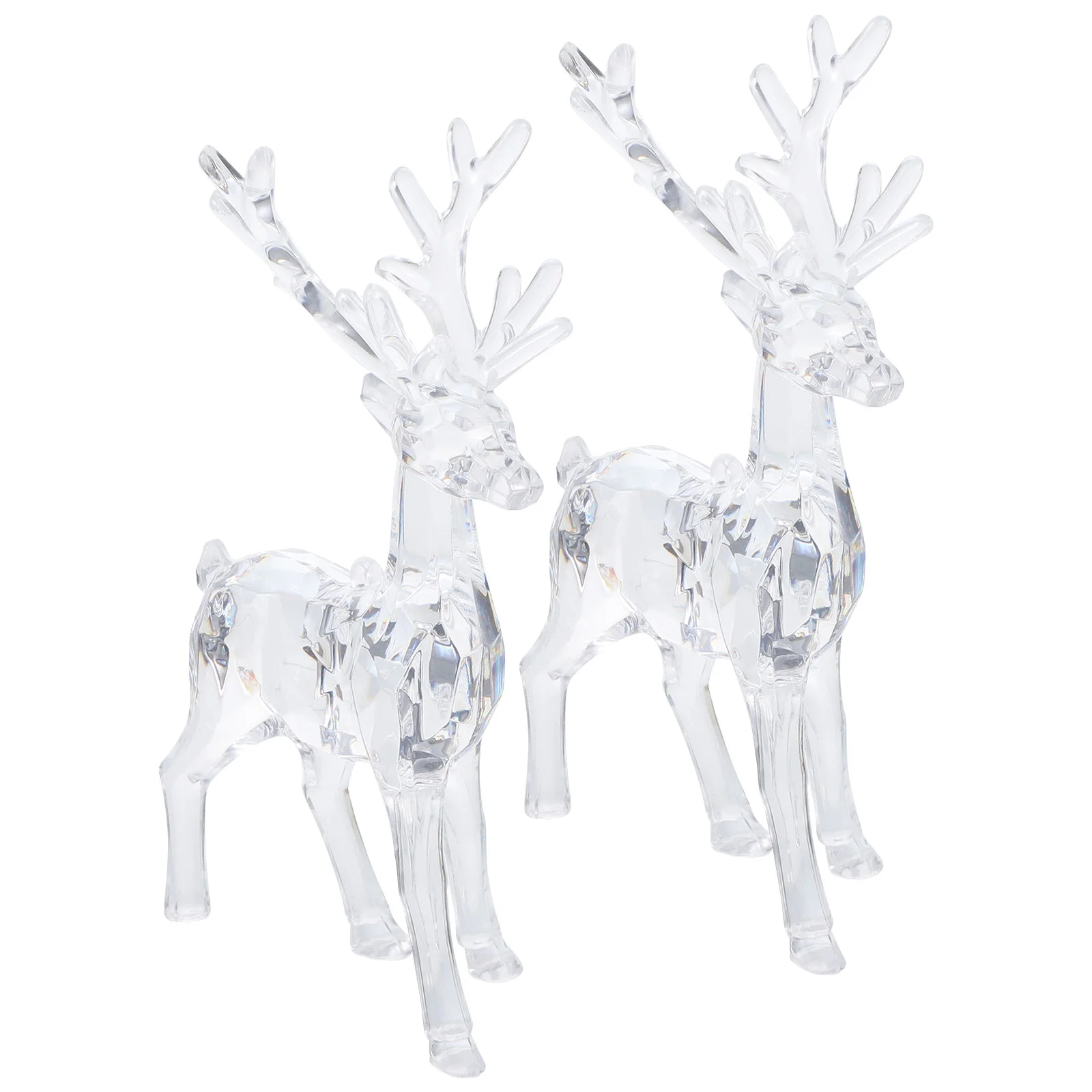 

2 Pcs Christmas Elk Xmas Figurines Miniature Decor Clear Ornaments Model Decors Acrylic Desktop Office Dinning Table