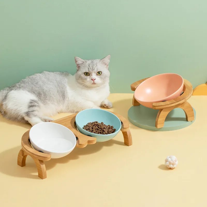 

Керамическая емкость для питья в виде кошки, двойная чаша, защита шейного отдела позвоночника, регулируемый угол