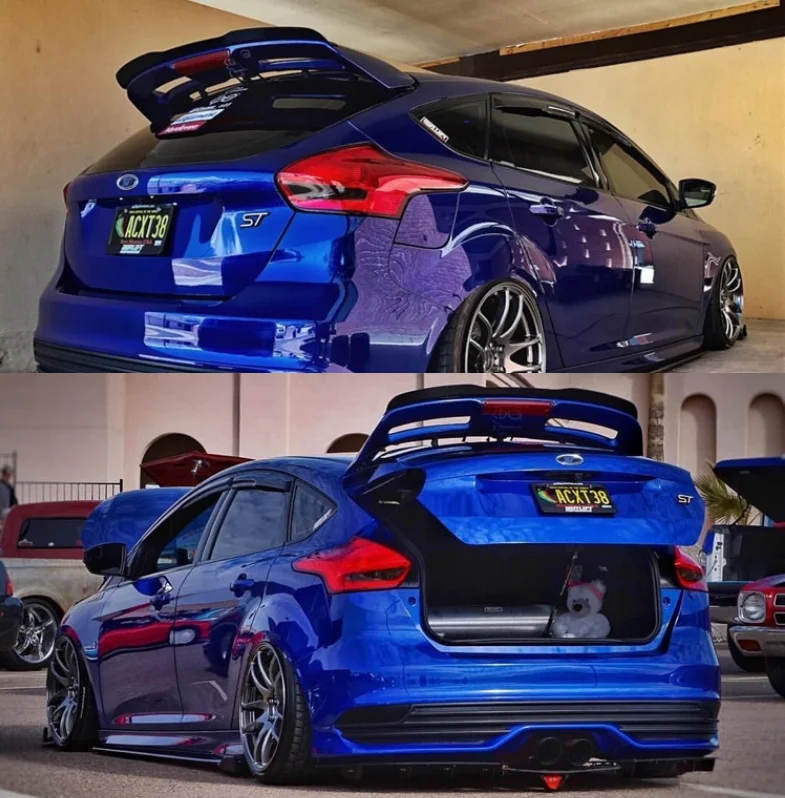 

Подходит для Ford Focus Sports 2012-2018 высококачественный АБС-пластик черный и АБС карбоновый задний багажник губа спойлер крыло