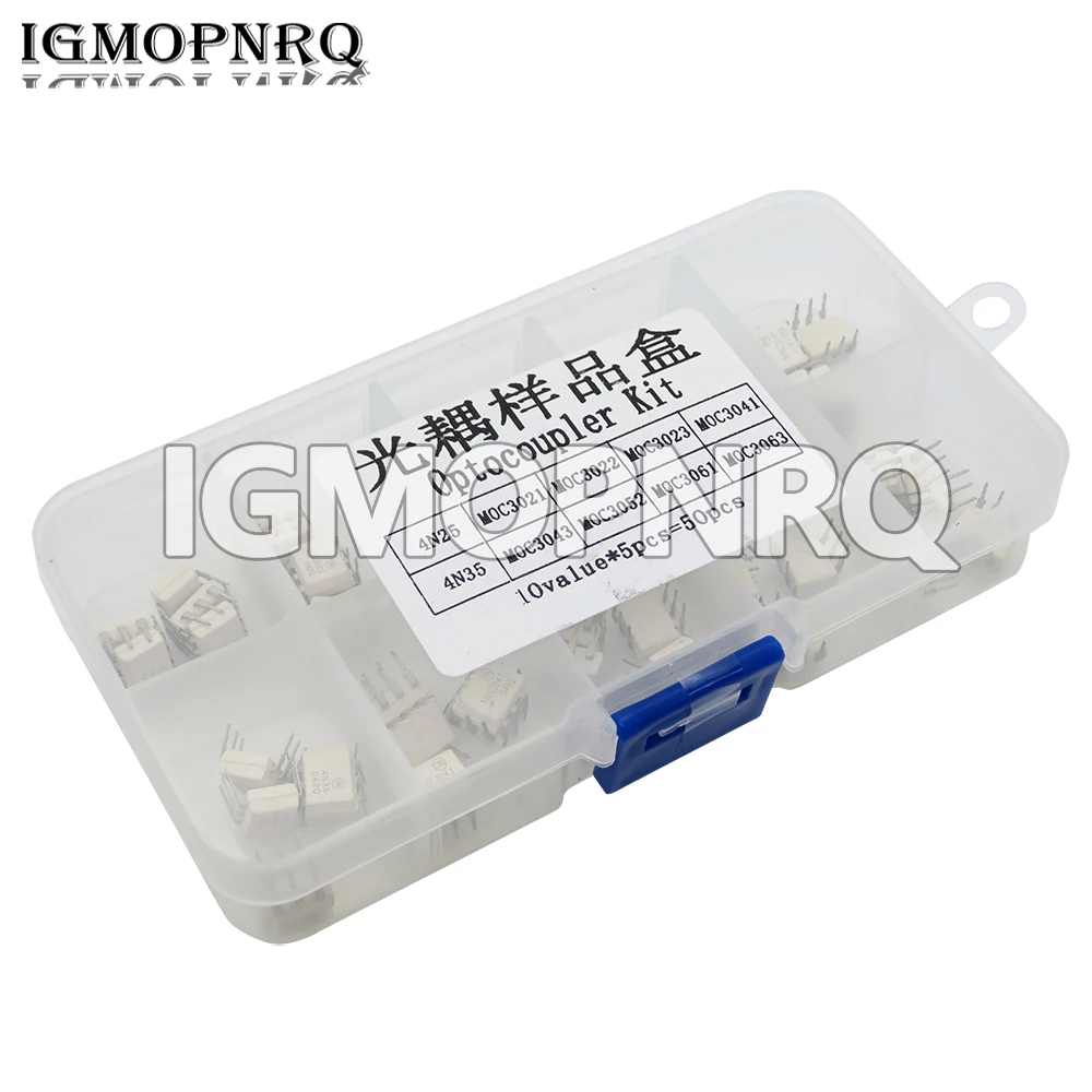 

10value*5PCS=50PCS DIP Optocoupler Kit 4N25 4N35 MOC3021 MOC3022 MOC3023 MOC3041 MOC3043 MOC3052 MOC3061 MOC3063 DIP Box