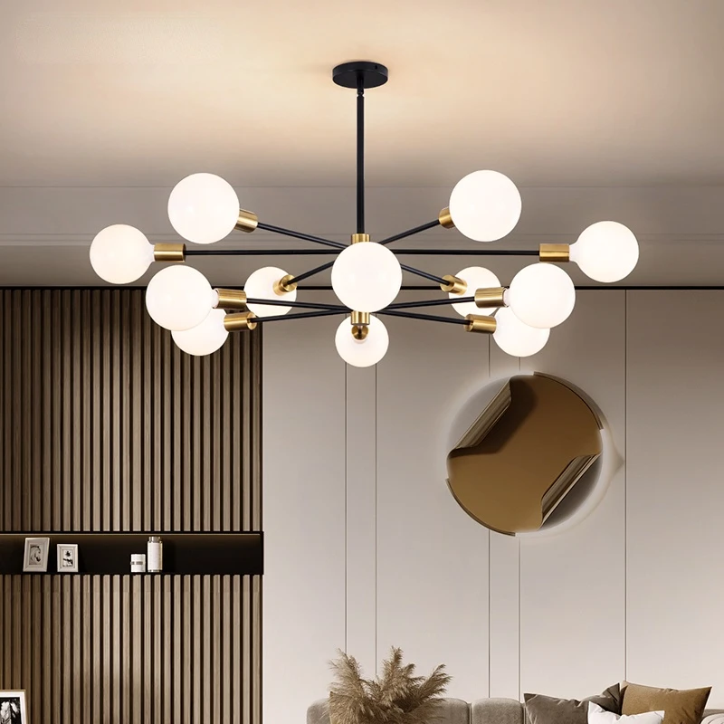 

Современная потолочная светодиодная люстра E27, лампа для освещения гостиной, спальни, молекулярная лампа, креативное Домашнее освещение в скандинавском стиле