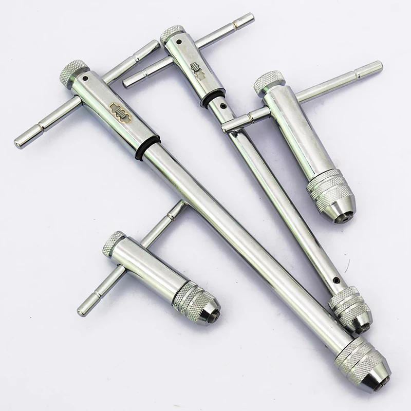 

Adjustable M3-8 M5-12 T-Handle Ratchet Tap Wrench with M3-M8 Machine Screw Thread Metric Plug Tap Machinist Tool