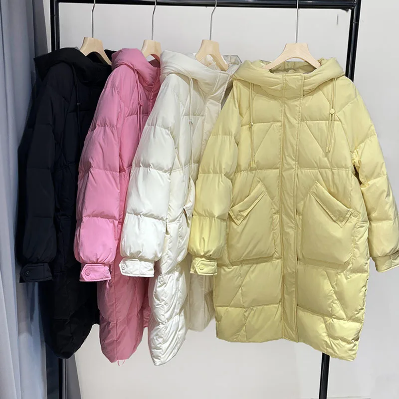 New Down Jacket Women's Hot Mid-length Design Niche Candy Color Loose Korean Western Style Winter Tide