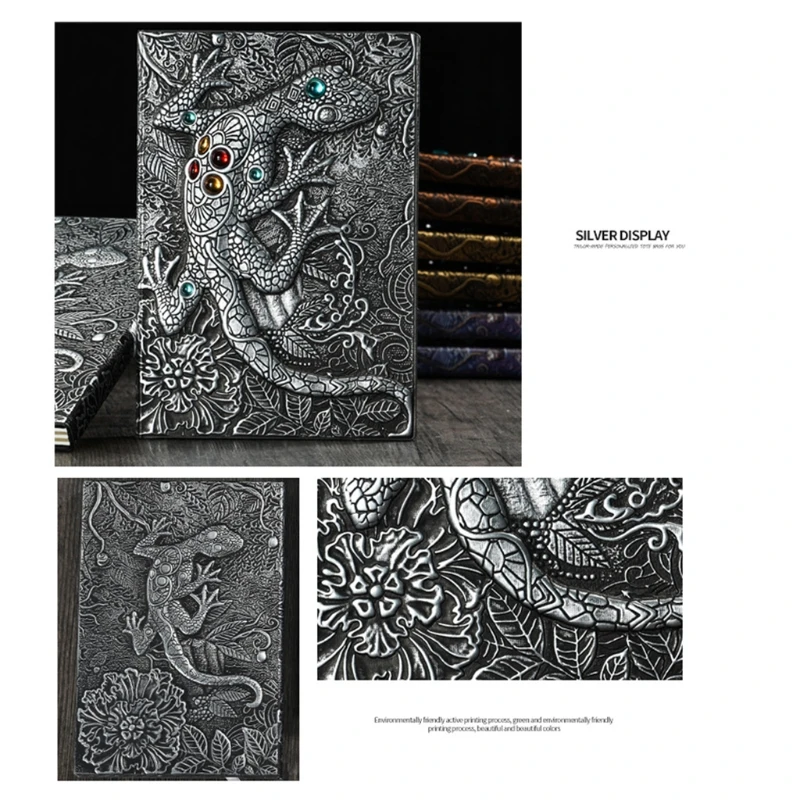 Кожаный блокнот в стиле ретро с ярким тиснением узорами Гекко журнал твердой