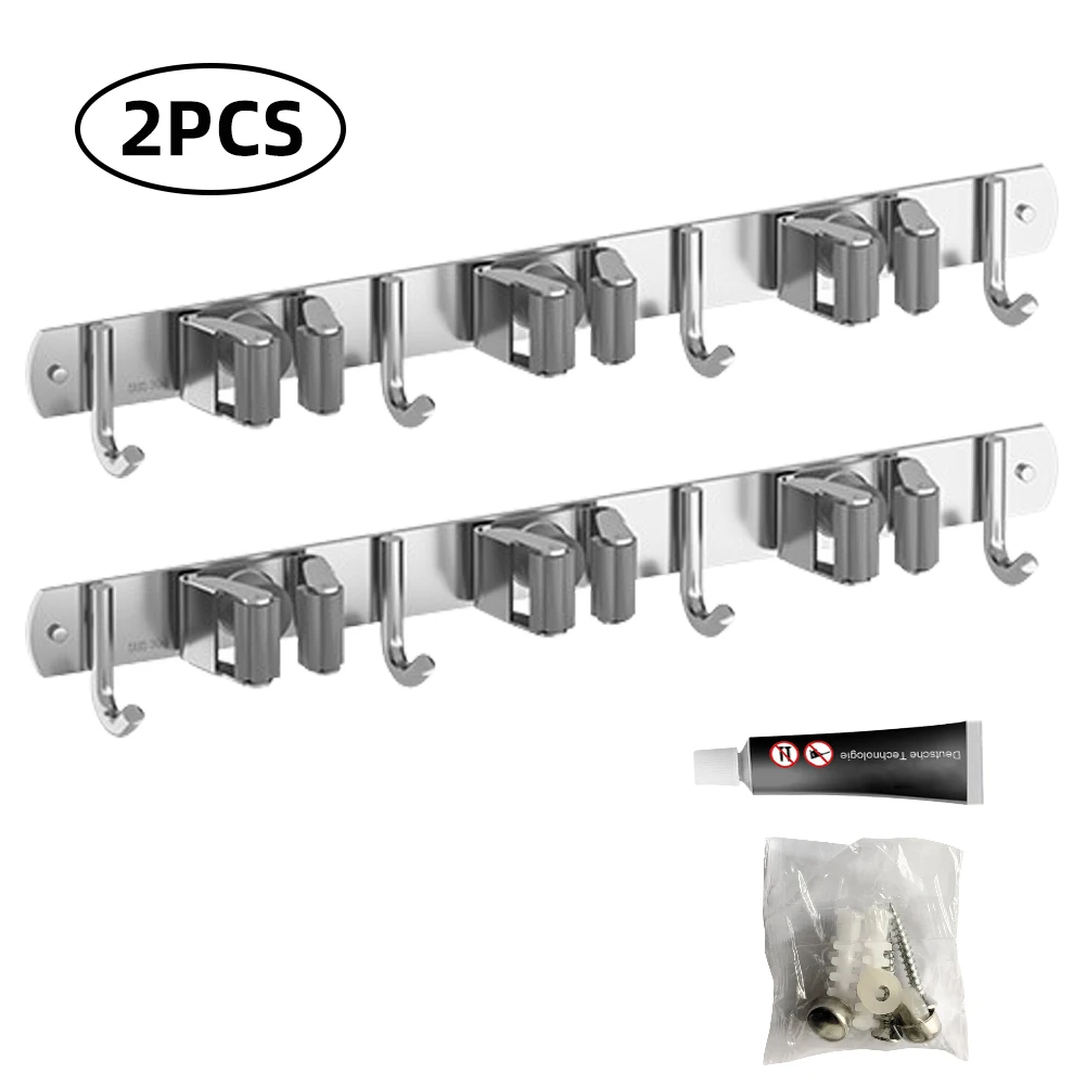 

2 шт. держатель для метлы настенный держатель из нержавеющей стали вешалка для метлы сверхпрочный держатель для метлы для дома Органайзер (3 ...