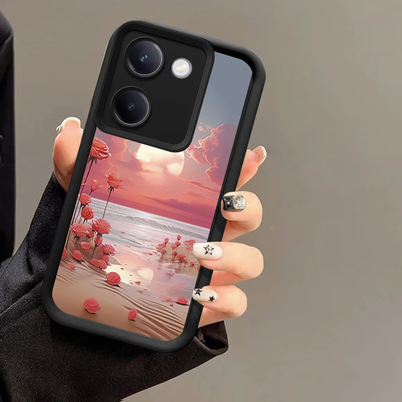 Мягкий чехол с изображением цветов морской Луны ландшафта для VIVO Y75s Y72t Y10 Y77e t1 Y55s
