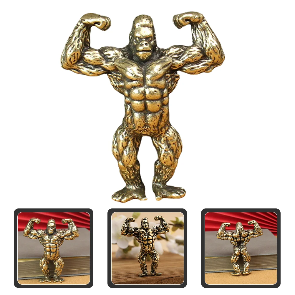 Латунный орнамент орангутанга украшение для офиса медная скульптура гориллы