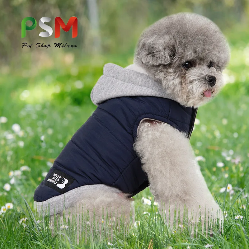 PSM Pet Clothes Dog Warm Sweater Stitching Hooded Vest Small and Medium Dogs Thickened Autumn and Winter Fashion Vest