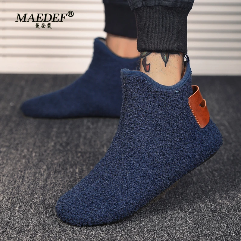 Мужские и женские зимние теплые ботинки MAEDEF Нескользящие из хлопка для дома