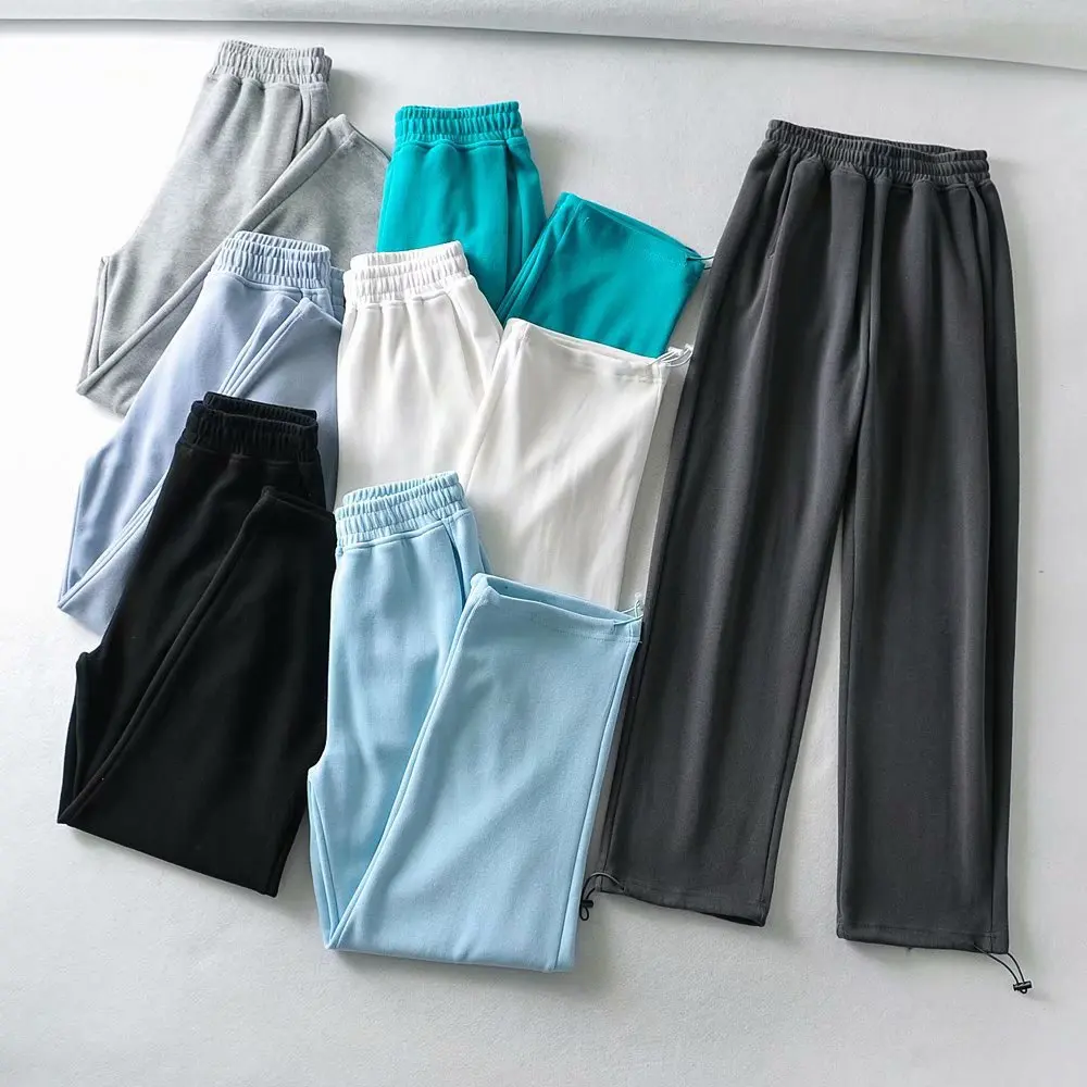 

Casual Elastic Waist Straight Sweatpants Trousers for Woman 2021 Spring Summer Female Pants Harajuku Kpop Korean Style