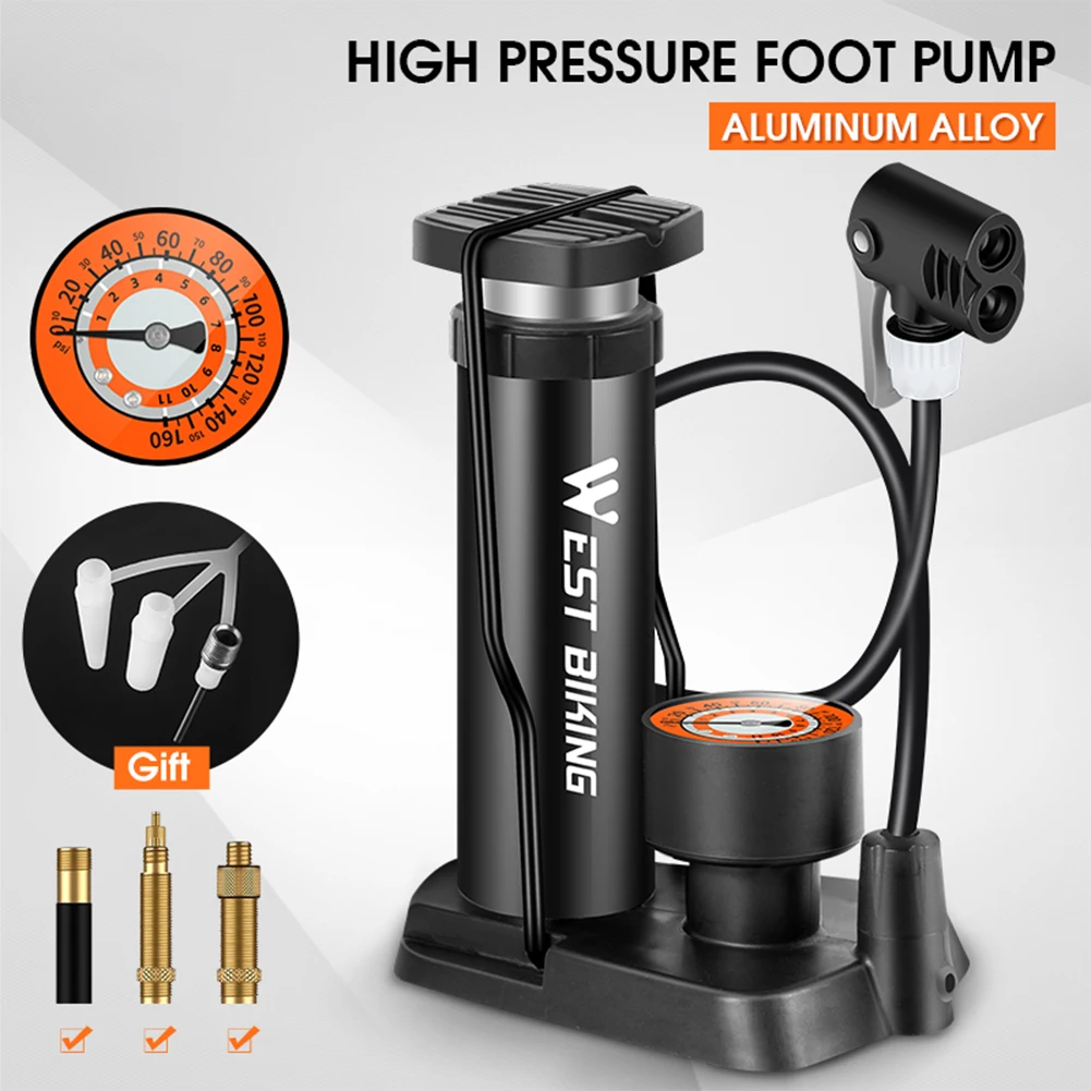 

Portable Bike Pump Aluminum Alloy Cycling Foot Air Pump Tire Inflator MTB Road Bicycle Motorcycle High Pressure Pump with Needle