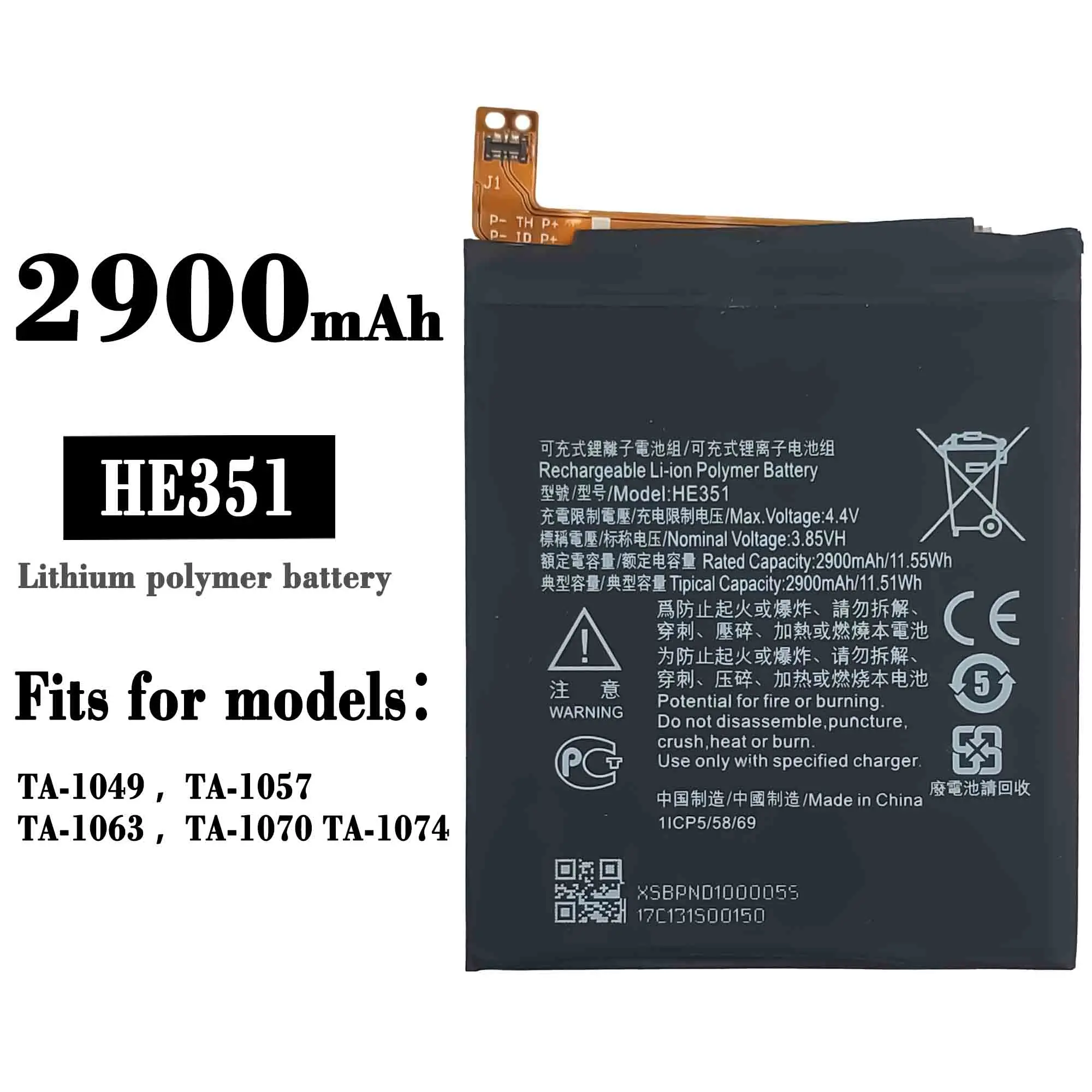 

HE 351 HE351 2900mAh Replacement Battery for Nokia 3.1 TA-1049 TA-1057 TA-1063 TA-1070 TA-1074 Smart Phone Batteries