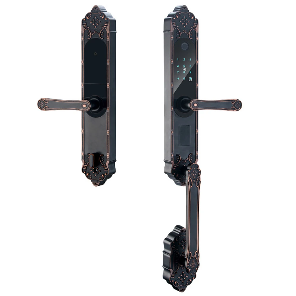 

Водонепроницаемый Европейский замок для виллы со сканером отпечатков пальцев, роскошный Умный Замок с большой ручкой