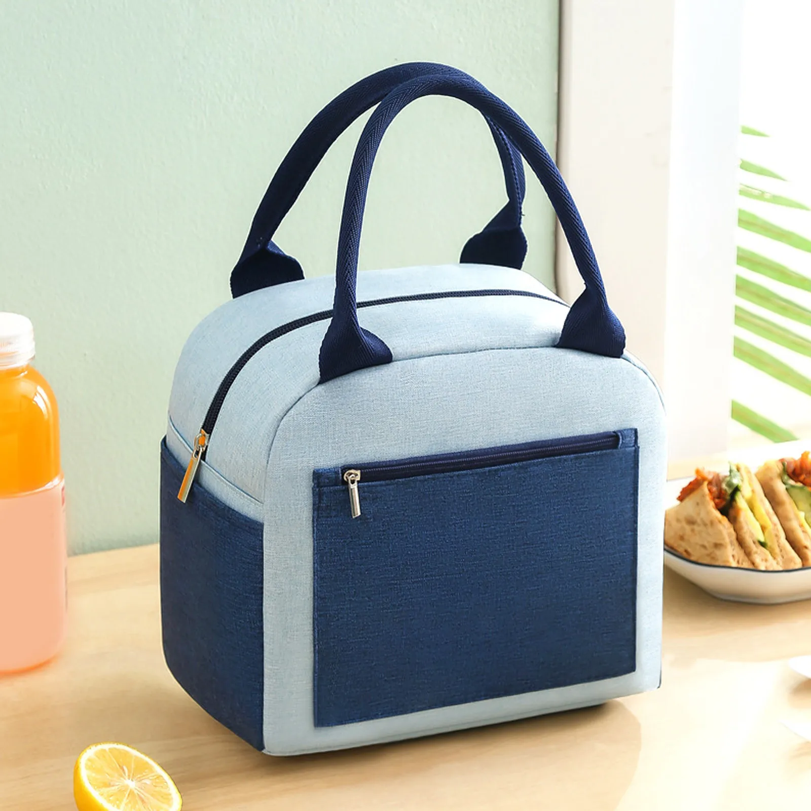 

Reusable Insulated Lunch Bag With Side Pocket Leak Proof Lunch Box With Soft Padded Handles For Women Men Adult Kids Bento Box