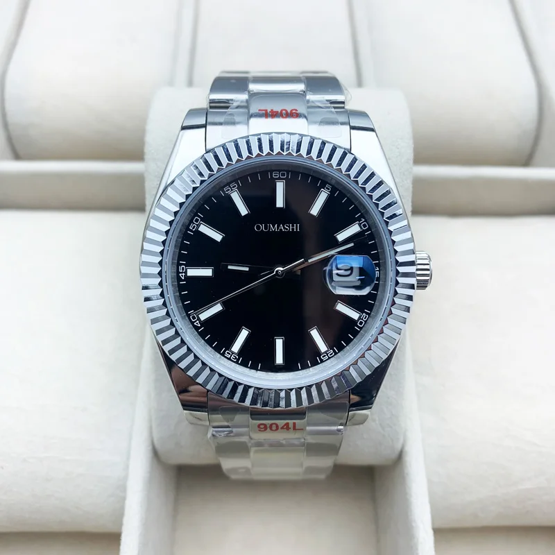 

Мужские часы 41 мм, светящиеся водонепроницаемые часы с сапфировым стеклом из нержавеющей стали 316 Miyoita 8215 Move Men t, черный браслет для юбилея