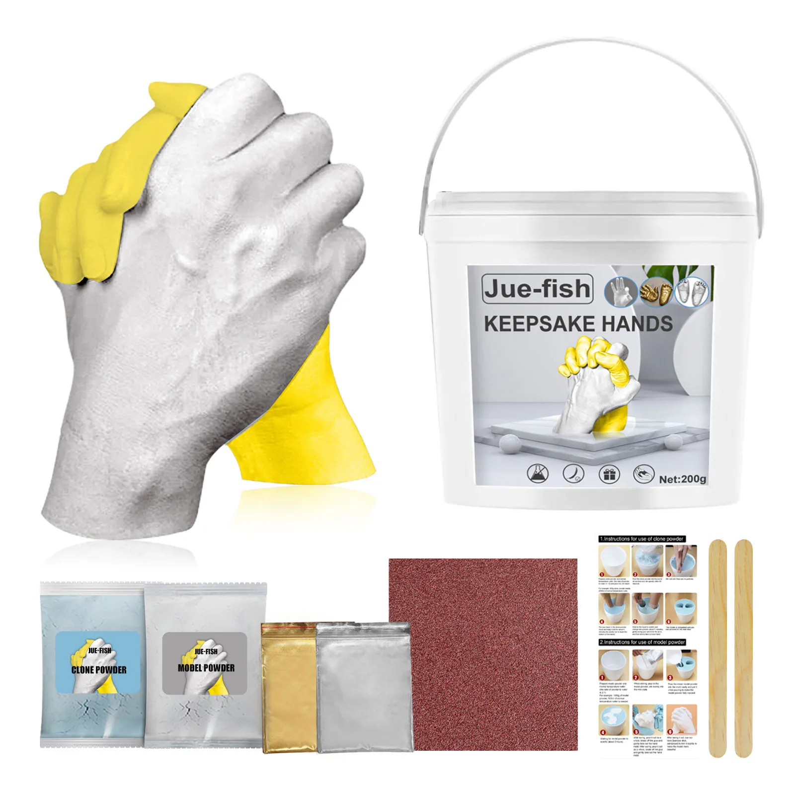 Lover Keepsake Hands Casting Kit Large DIY Plaster Statue Molding Kit Hand Holding Fingerprint Kids Baby Newborn Foot Mold