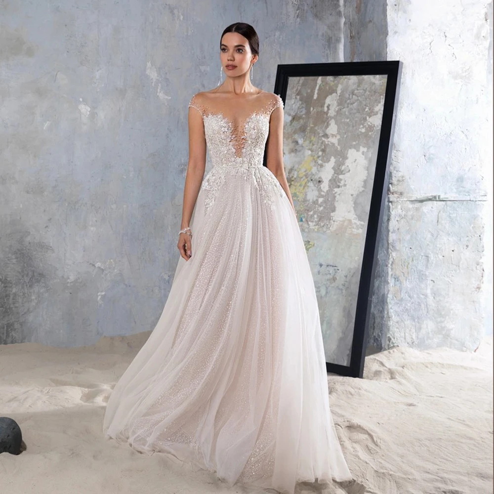 

Элегантные кружевные свадебные платья а-силуэта, 2020, Пляжное свадебное платье невесты в стиле бохо, длина в пол, очаровательная принцесса, искусственное платье