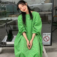 koamissa dress women puff long sleeve floral printed dresses loose leisure korean style female long vestidos 2022 spring vintage