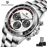 pagani design quartz watch for men fashion ceramic bezel chronograph watches waterproof 100m stainless steel relogio masculino