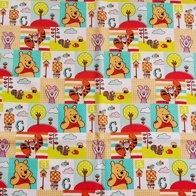 Satılık pamuk Disney Winnie Pooh kumaş yarım metre başına karikatür ayı baskılı kumaşlar malzeme giysi dikmek için Patchwork elbise