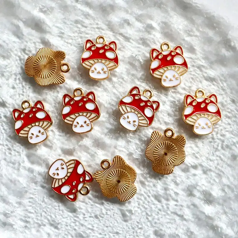 Kawaii мультфильм гриб сплав эмаль кулон очаровательные и модные DIY эльф ожерелье
