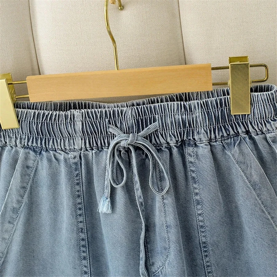 Summer Classic Shorts Baggy Jeans Oversize 4xl Vaqueros Short Elastic High Waist Wide Leg Pantalones Cortos Women Denim Pant New