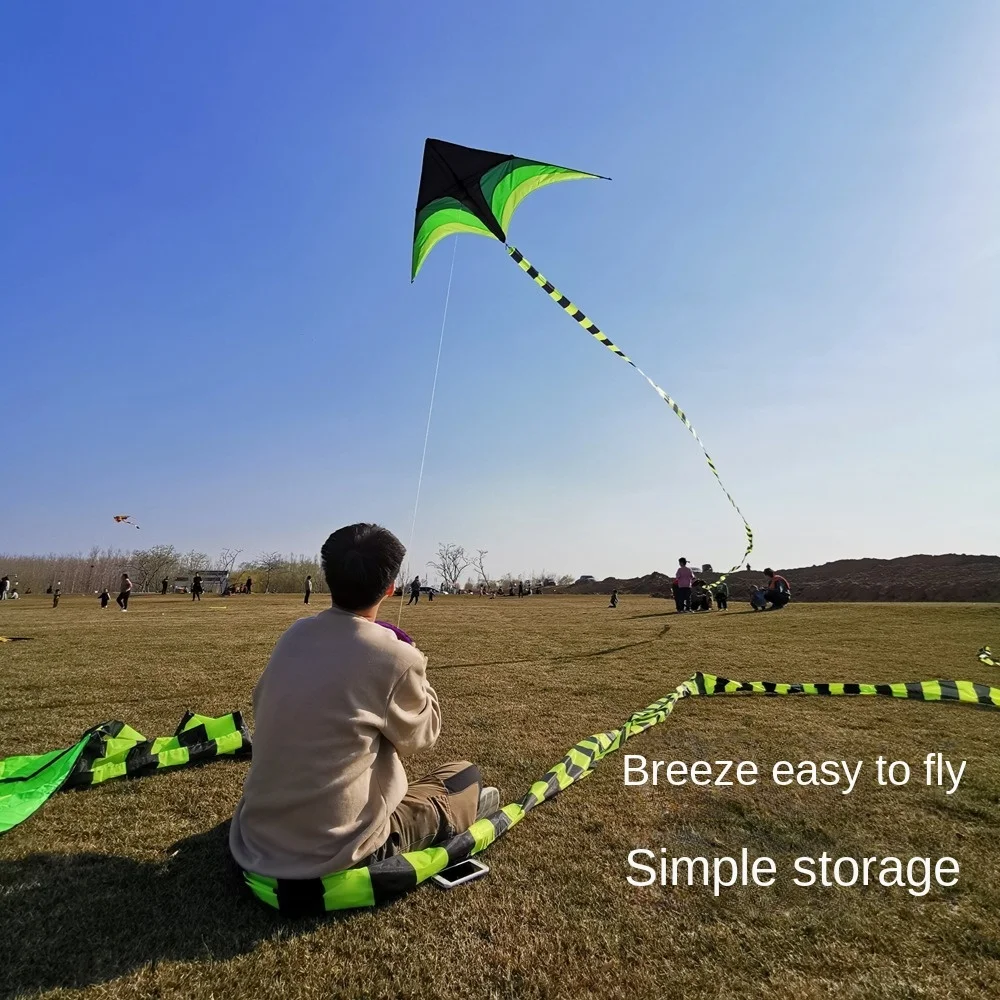 Фото Новый большой дельта-воздушный змей Easy Fly 1.6м с длинным хвостом, из рипстоп-ткани, радужный, с леской 100м, отлично летающий, для семейных прогулок №5